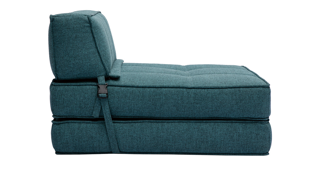 Fauteuil 1 Place Convertible en Tissu - Bleu Canard