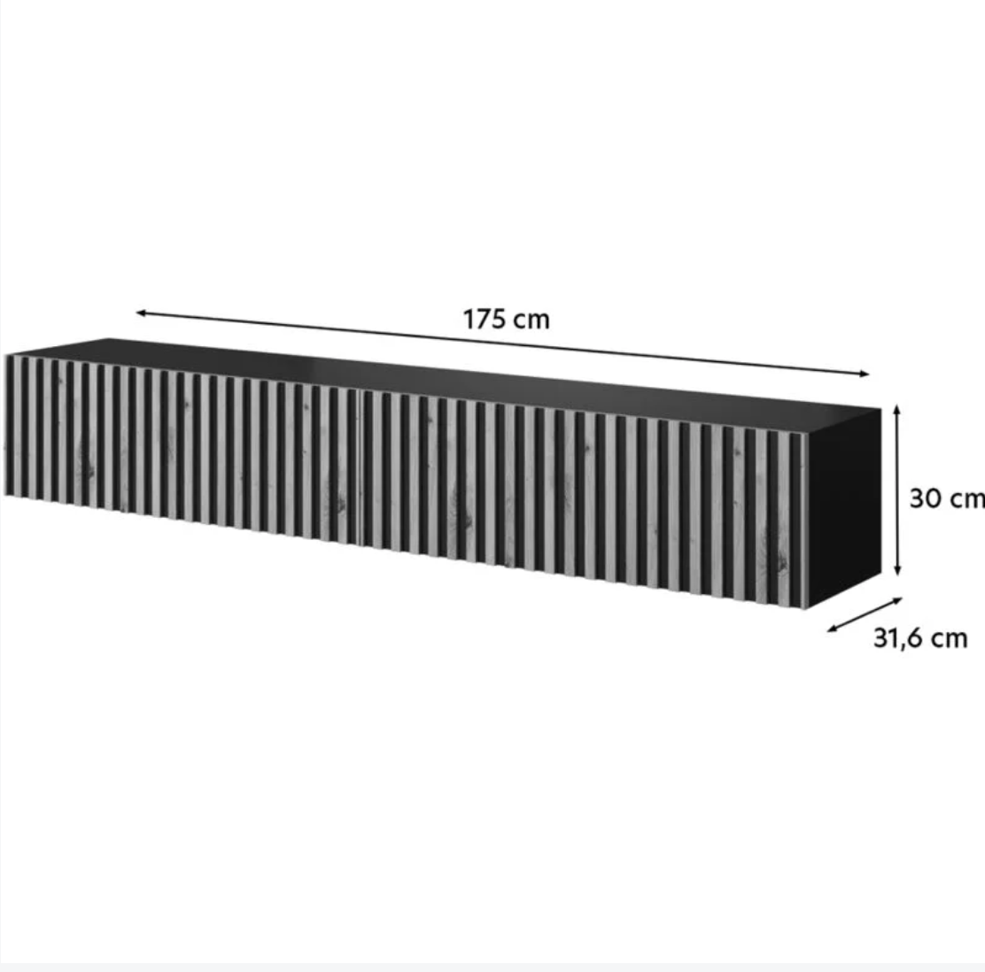 Meuble TV 175 cm en Chêne Artisan avec Façade Fraisée