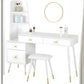 Coiffeuse avec Tabouret Miroir Commode -  4 Tiroirs