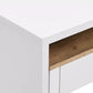 Bureau Console Extensible avec 2 Tiroirs - Blanc et Naturel