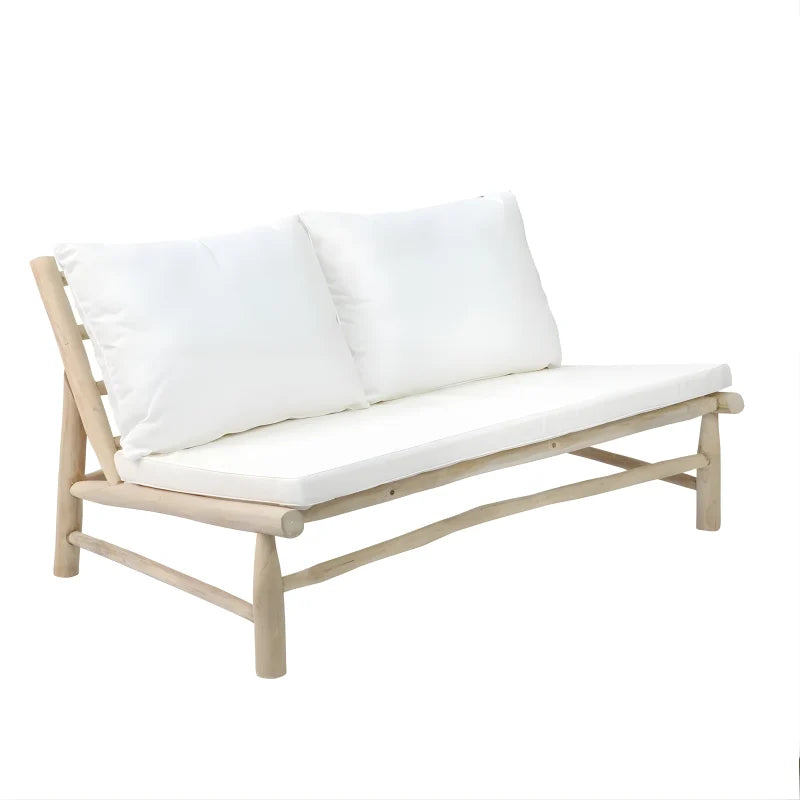 Fauteuil Bohème Chic Naturel - Blanc En Bois De Teck