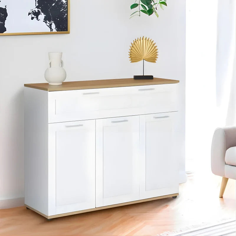 Buffet 100 cm - 3 Portes et 1 Tiroir Blanc