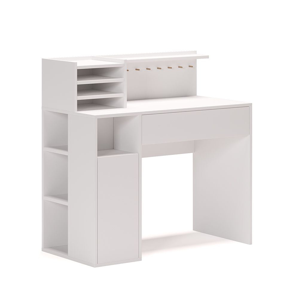 Bureau Blanc 100 x 50 cm -  Étagères & Tiroirs