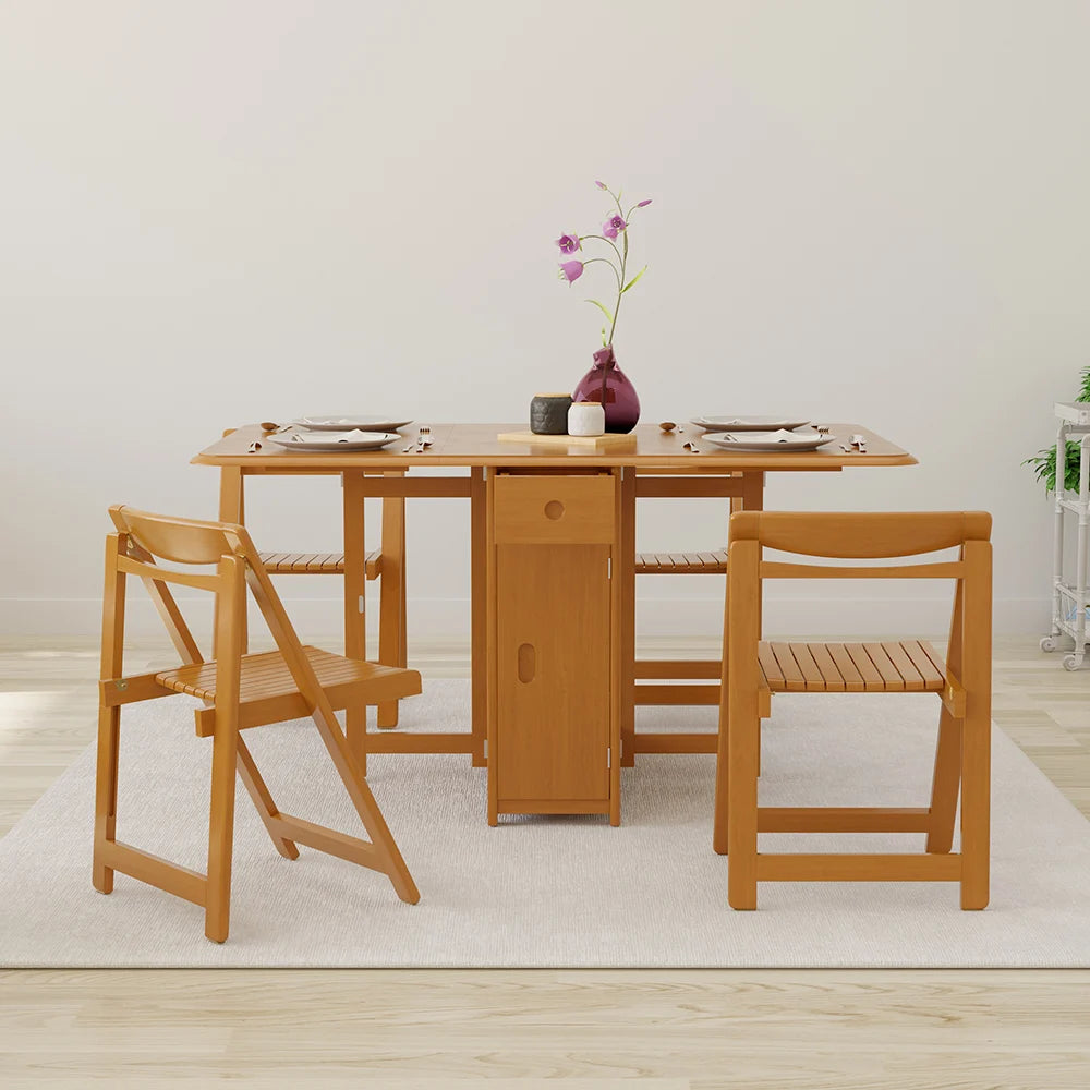 Ensemble de Table à Manger Pliante - Moderne en Bois Massif