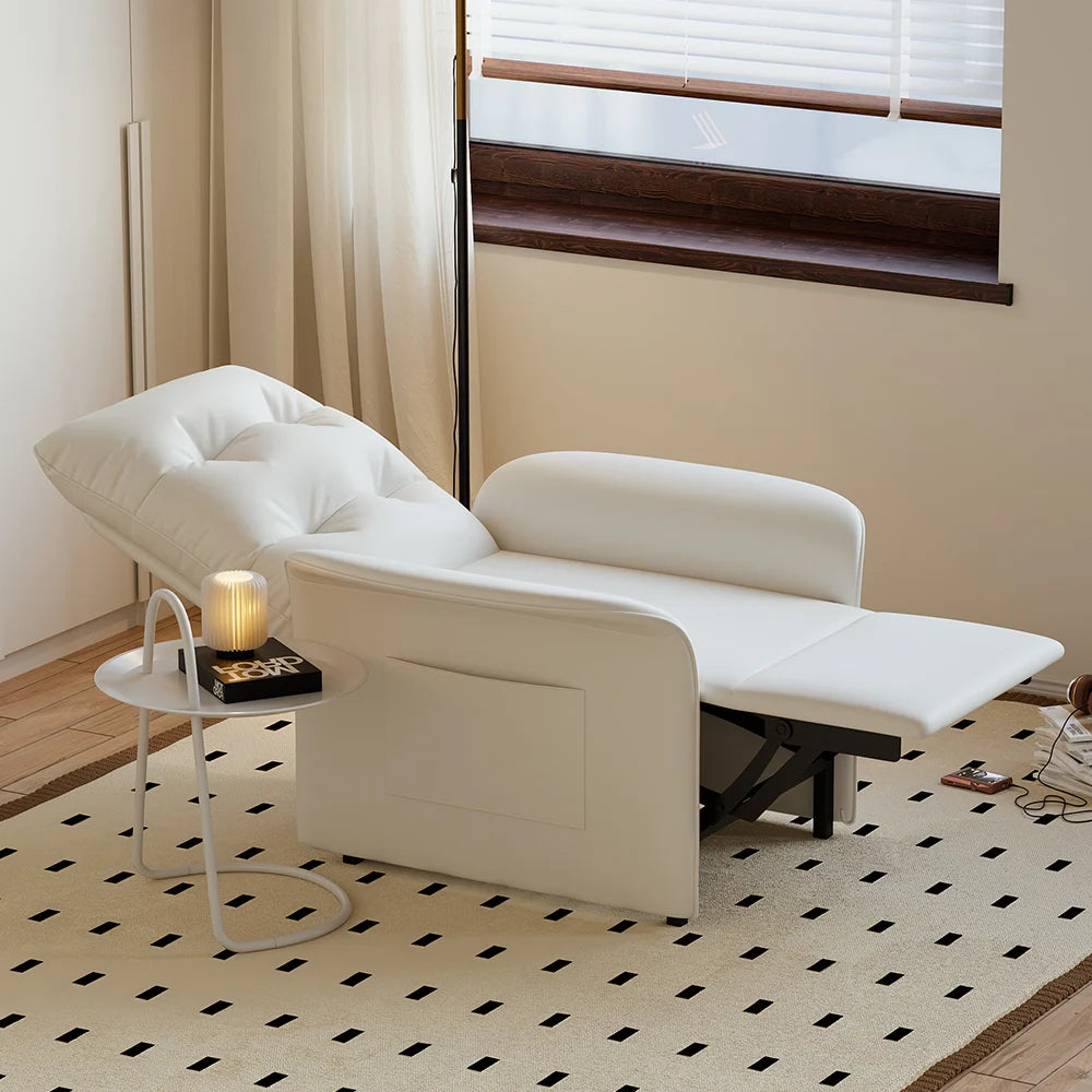 Fauteuil Relax Inclinable Electrique - Moderne en Cuir Blanc