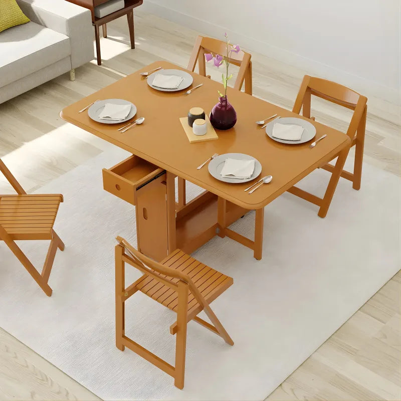 Ensemble de Table à Manger Pliante - Moderne en Bois Massif