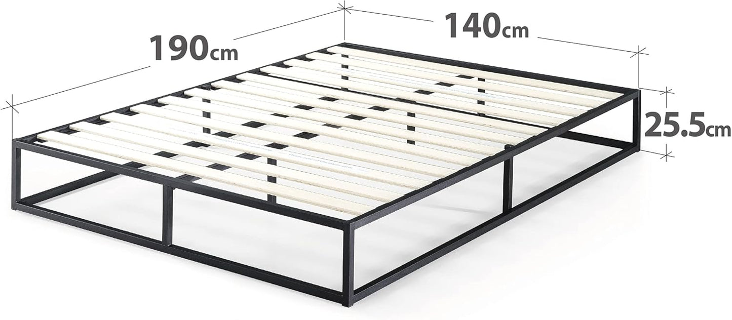 Lit 140x190 cm en Métal - Lit Double avec Sommier à Lattes