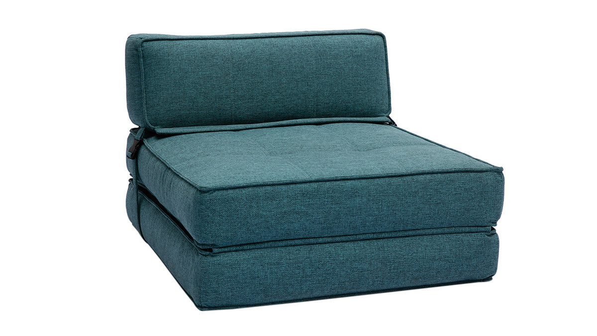 Fauteuil 1 Place Convertible en Tissu - Bleu Canard