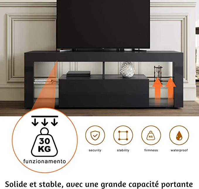 Meuble TV Bas - Lumière LED Réglable avec Télécommande