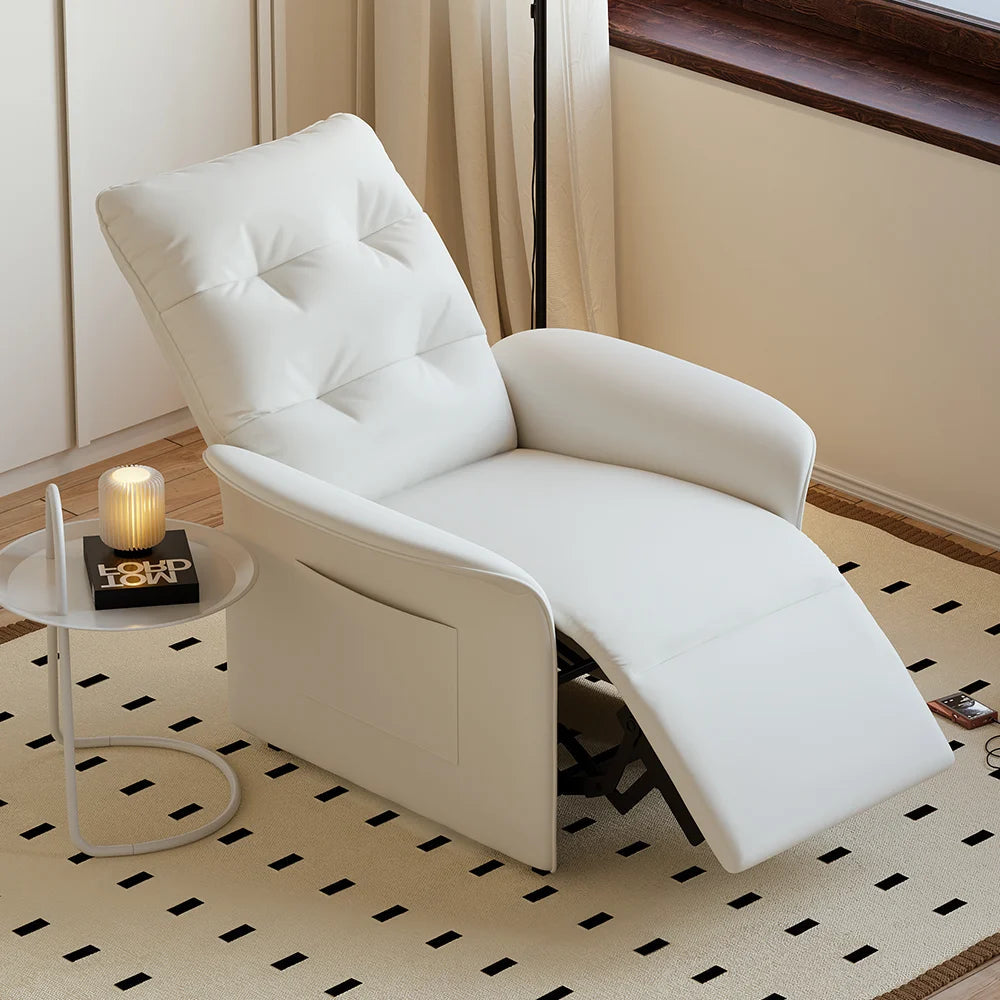 Fauteuil Relax Inclinable Electrique - Moderne en Cuir Blanc