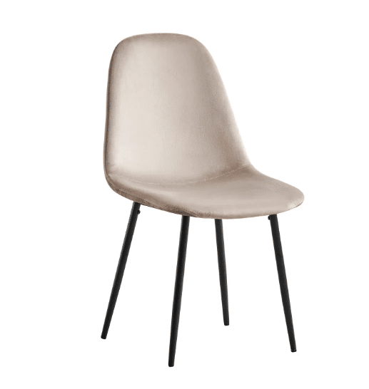 Chaises CLAYD style scandinave pied noir en velours gris clair