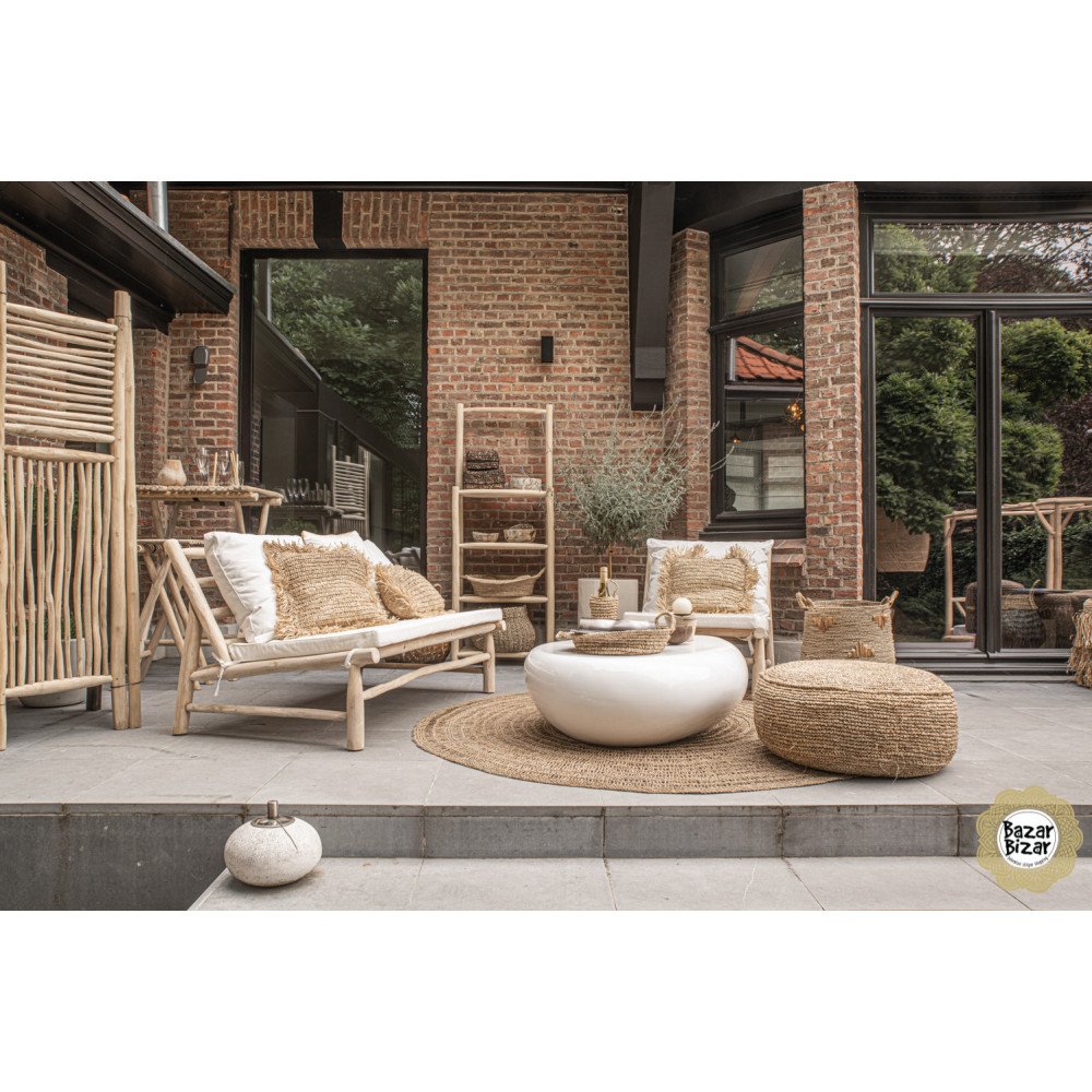 Fauteuil Bohème Chic Naturel - Blanc En Bois De Teck