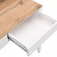 Bureau Console Extensible avec 2 Tiroirs - Blanc et Naturel