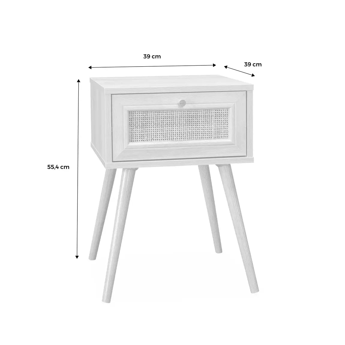 Lot de 2 Tables de Chevet Effet Bois et Cannage - Bois Foncé