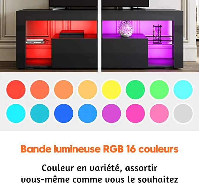 Meuble TV Bas - Lumière LED Réglable avec Télécommande