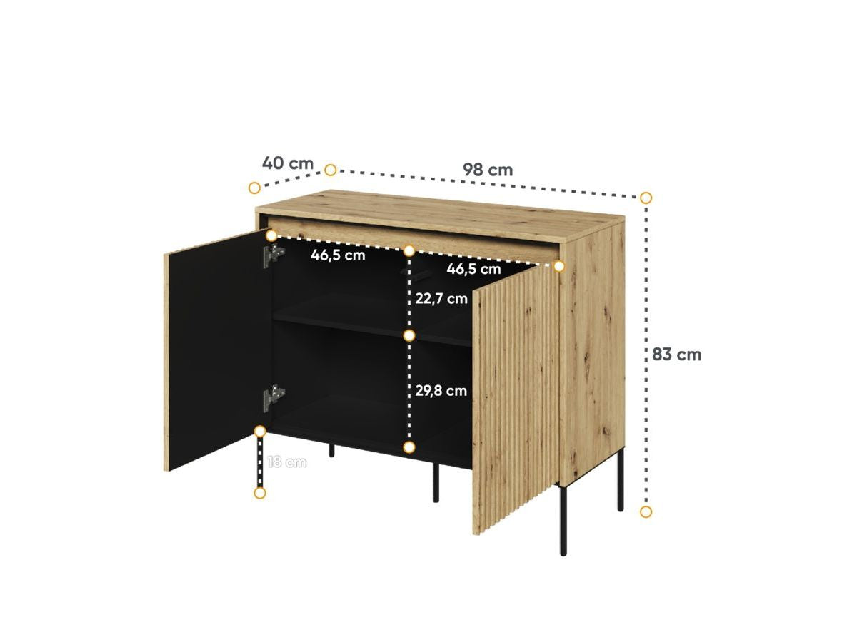 Buffet 2 Portes avec Tasseaux et LED