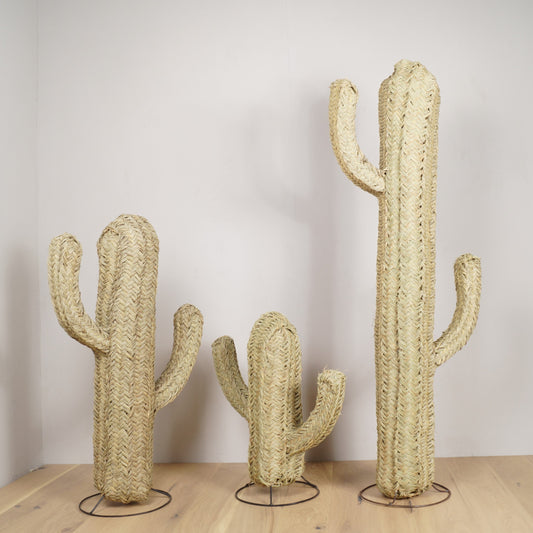 Cactus Doum en Paille Tressée sur Pied 150cm