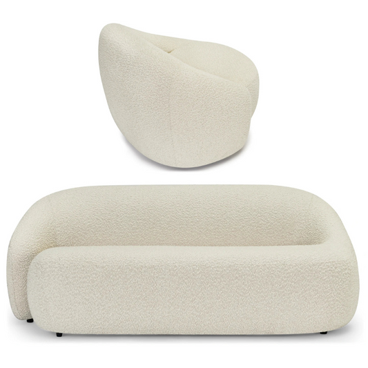 Ensemble Fauteuil + Canapé 2 Places - Blanc