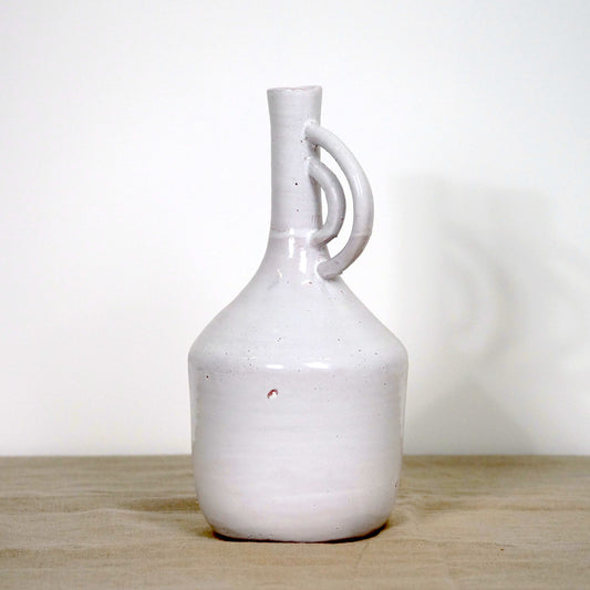 Vase en Céramique Blanche - Poignée Arc en Ciel