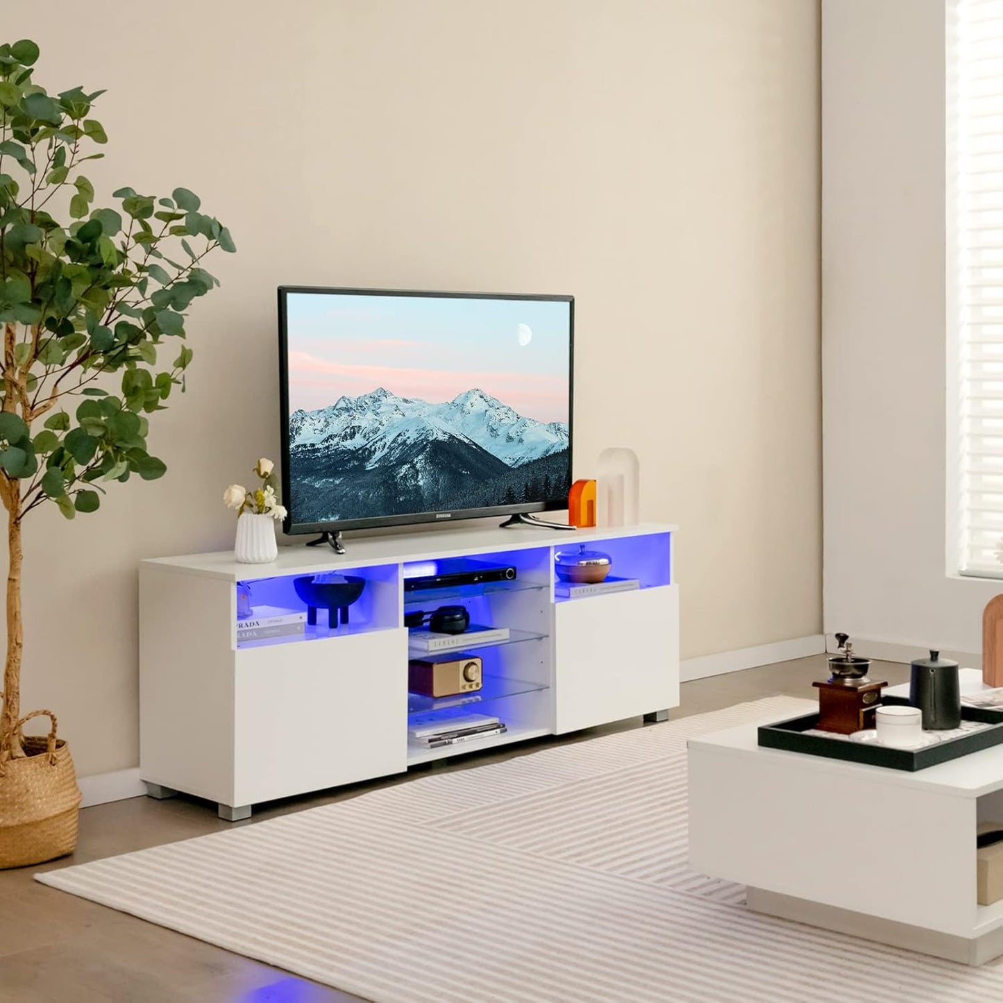 Meuble TV avec Éclairage LED - 20 Couleurs