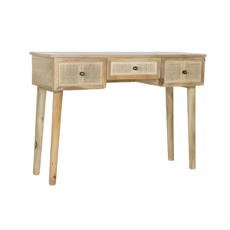 Bureau Cannage de Rotin et Bois de Manguier