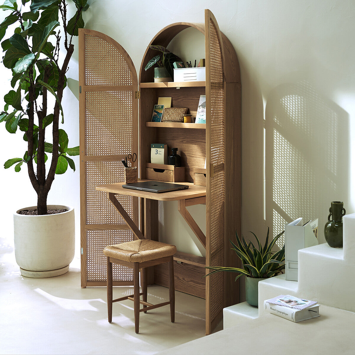 Bureau Armoire Rotin