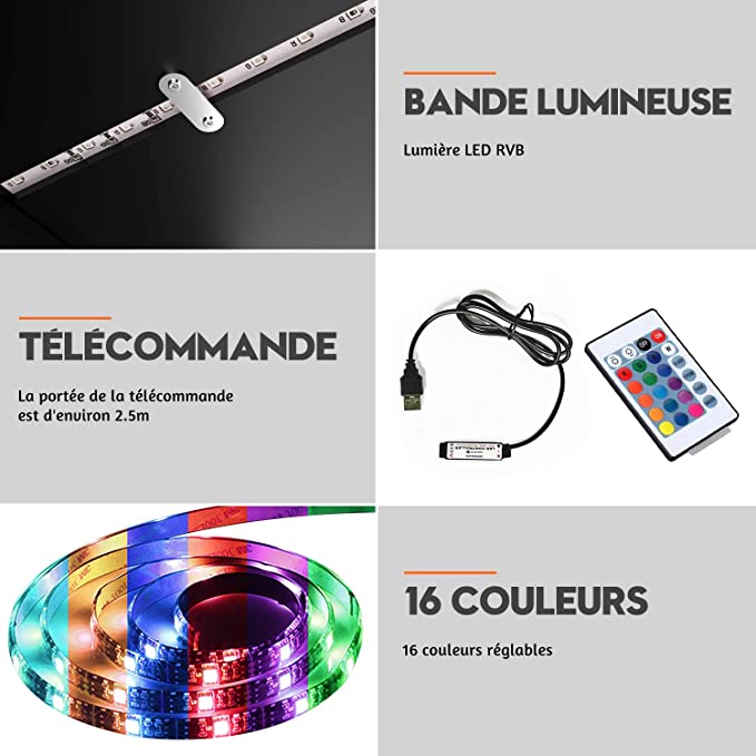 Meuble TV Bas - Lumière LED Réglable avec Télécommande