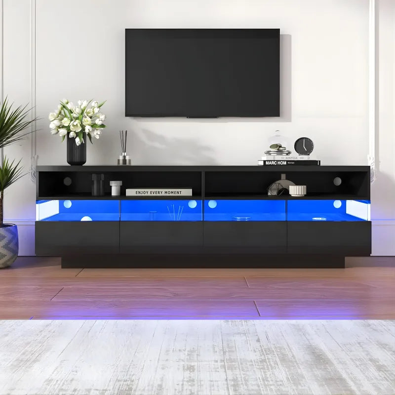 Meuble TV Brillant avec Éclairage LED